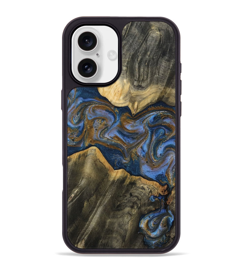 iPhone 16 Plus Wood Phone Case - Lance (Teal & Gold, 809406)