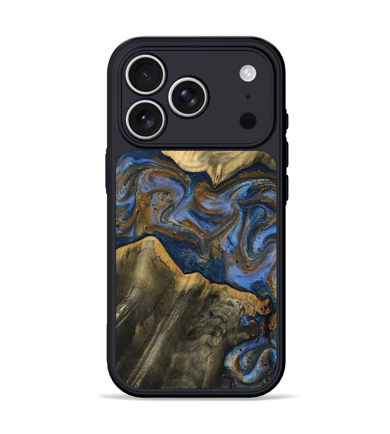 iPhone 17 Pro Wood Phone Case - Lance (Teal & Gold, 809406)