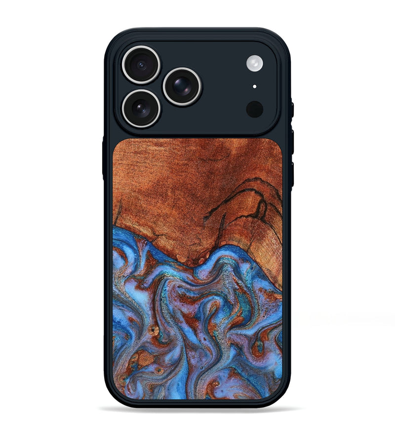iPhone 17 Pro Max Wood Phone Case - Jadiel (Teal & Gold, 809409)