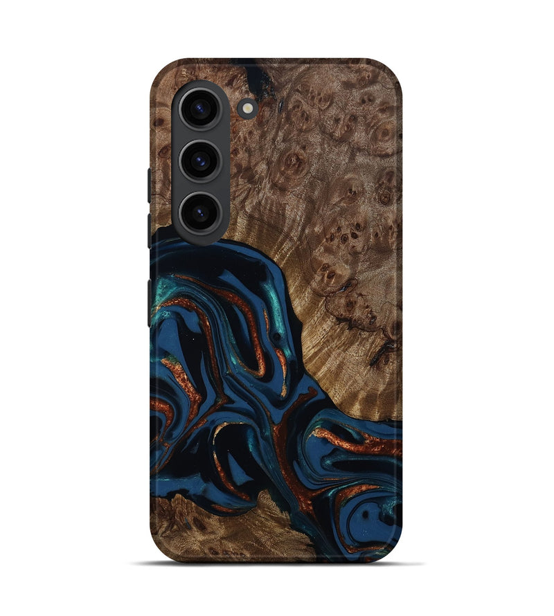Galaxy S23 Wood Live Edge Phone Case - Velda (Teal & Gold, 809433)