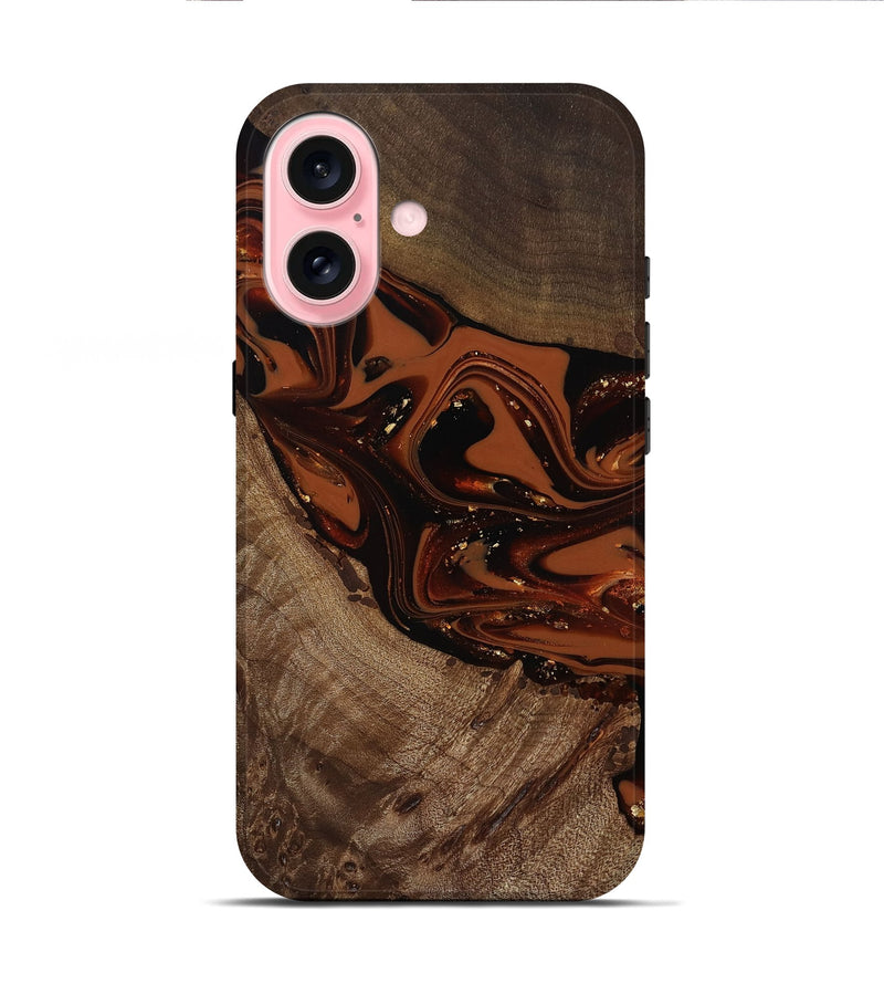 iPhone 16 Wood Live Edge Phone Case - Mertie (Red, 809434)