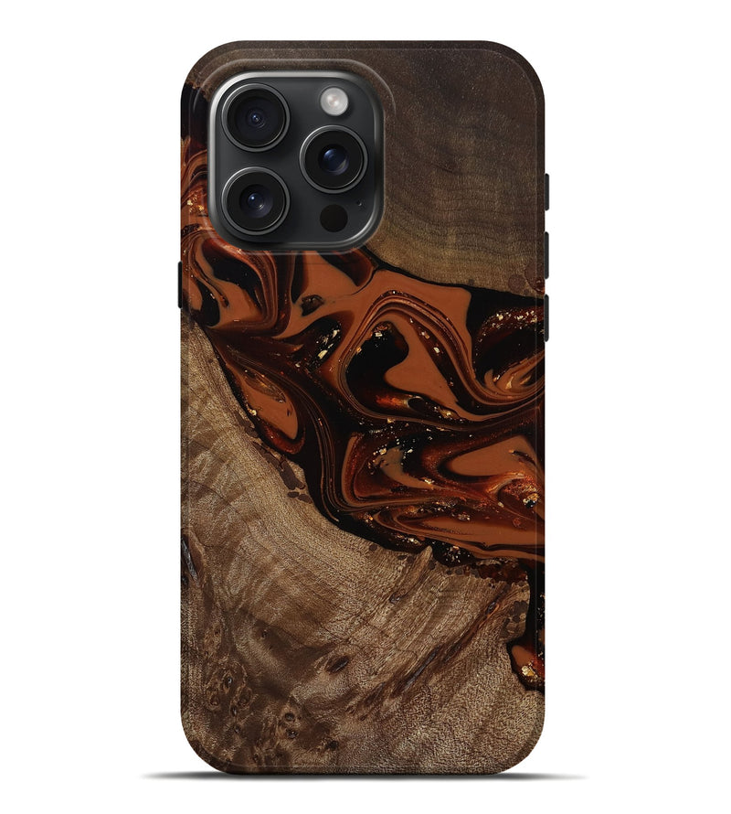 iPhone 16 Pro Max Wood Live Edge Phone Case - Mertie (Red, 809434)
