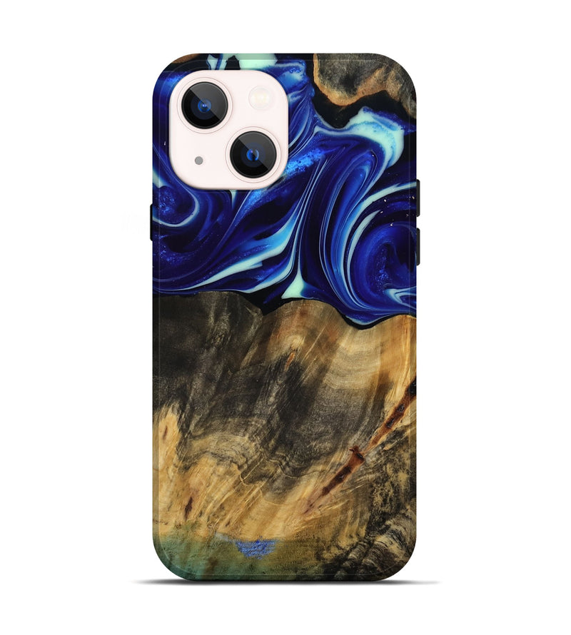 iPhone 14 Wood Live Edge Phone Case - Vernice (Blue, 809439)