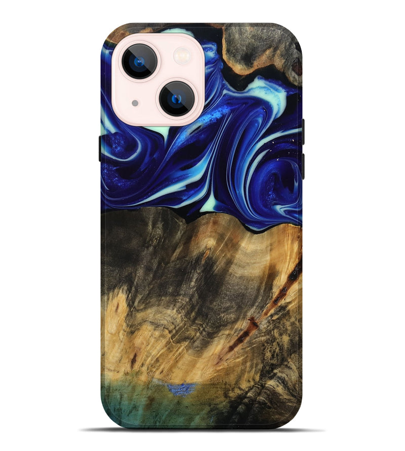 iPhone 14 Plus Wood Live Edge Phone Case - Vernice (Blue, 809439)