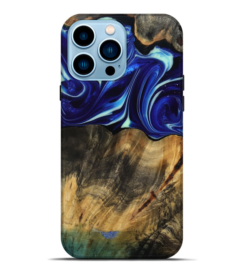 iPhone 14 Pro Max Wood Live Edge Phone Case - Vernice (Blue, 809439)
