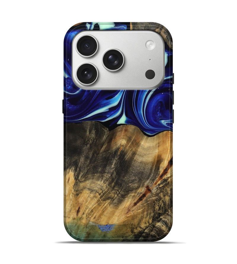 iPhone 17 Pro Wood Live Edge Phone Case - Vernice (Blue, 809439)
