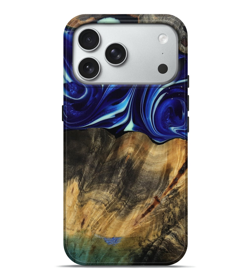 iPhone 18 Pro Max Wood Live Edge Phone Case - Vernice (Blue, 809439)