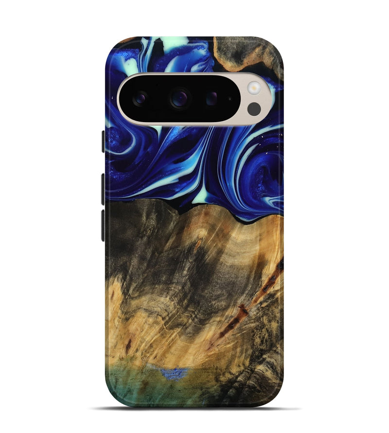 Pixel 9 Pro Wood Live Edge Phone Case - Vernice (Blue, 809439)