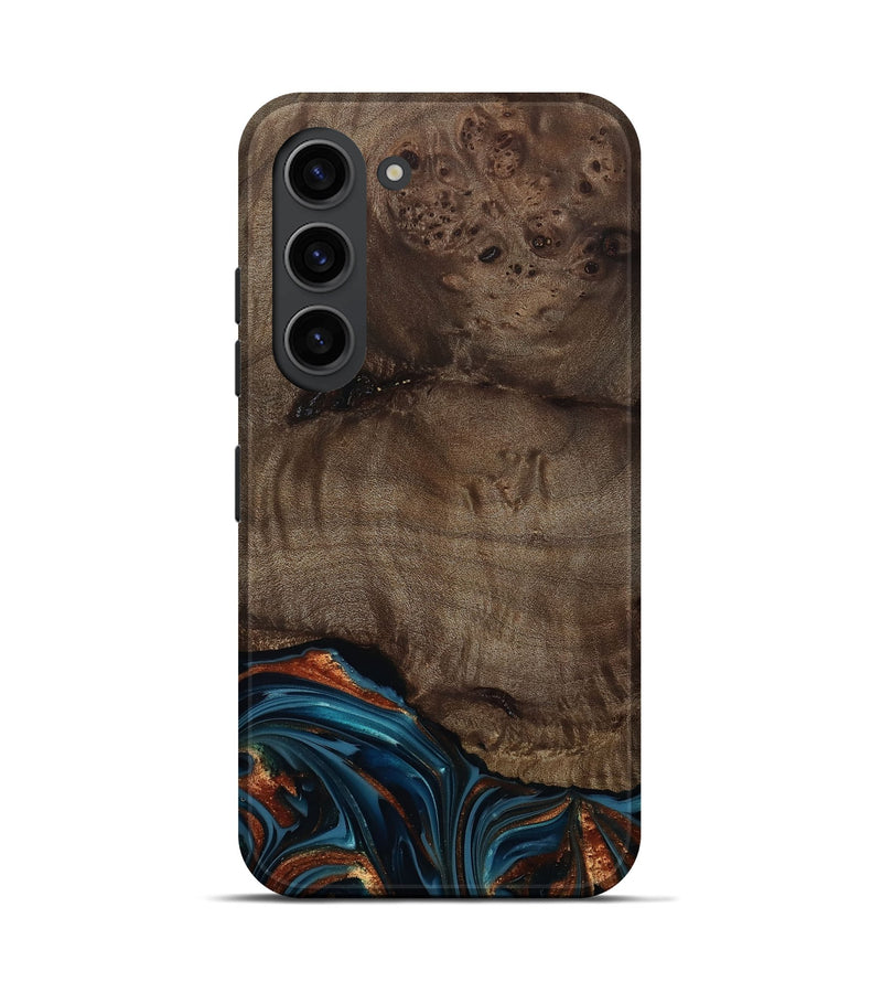 Galaxy S23 Wood Live Edge Phone Case - Skyler (Teal & Gold, 809440)