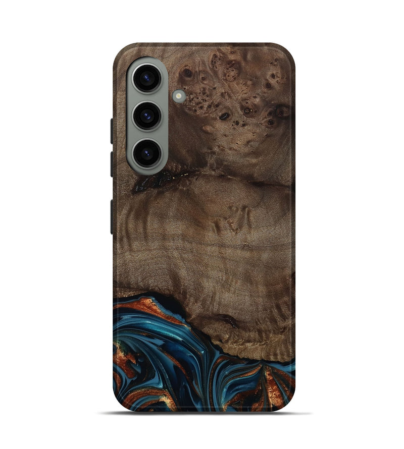 Galaxy S24 Wood Live Edge Phone Case - Skyler (Teal & Gold, 809440)