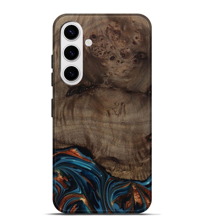 Galaxy S25 Plus Wood Live Edge Phone Case - Skyler (Teal & Gold, 809440)