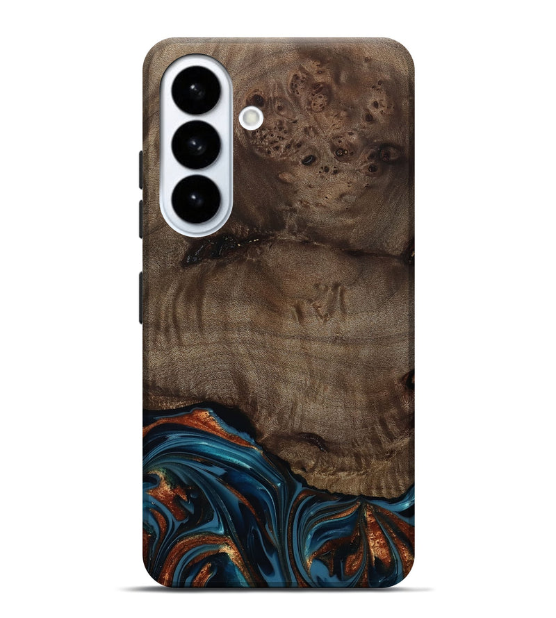 Galaxy S26 Plus Wood Live Edge Phone Case - Skyler (Teal & Gold, 809440)