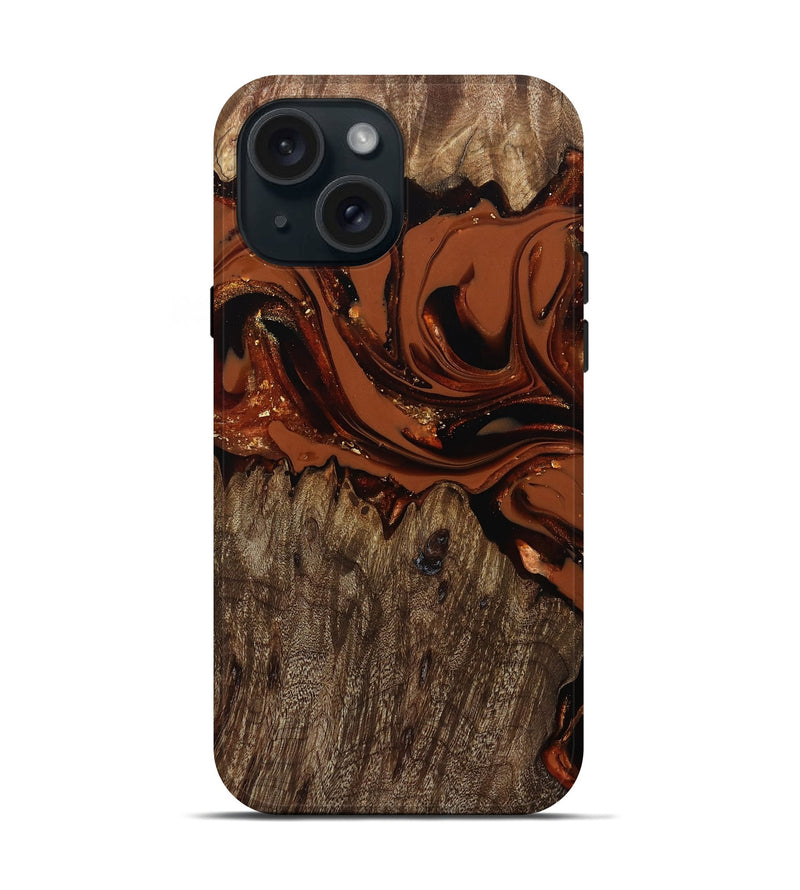 iPhone 15 Wood Live Edge Phone Case - Jaycee (Red, 809441)