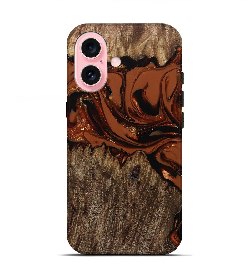iPhone 16 Wood Live Edge Phone Case - Jaycee (Red, 809441)