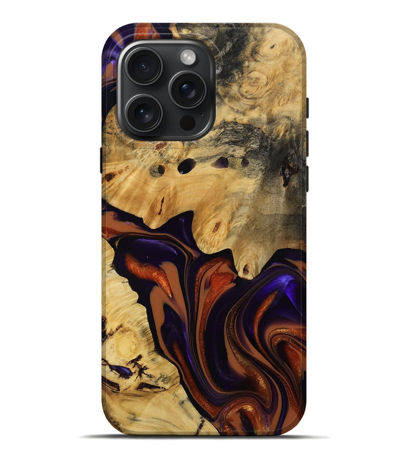 iPhone 16 Pro Max Wood Live Edge Phone Case - Letitia (Red, 809442)