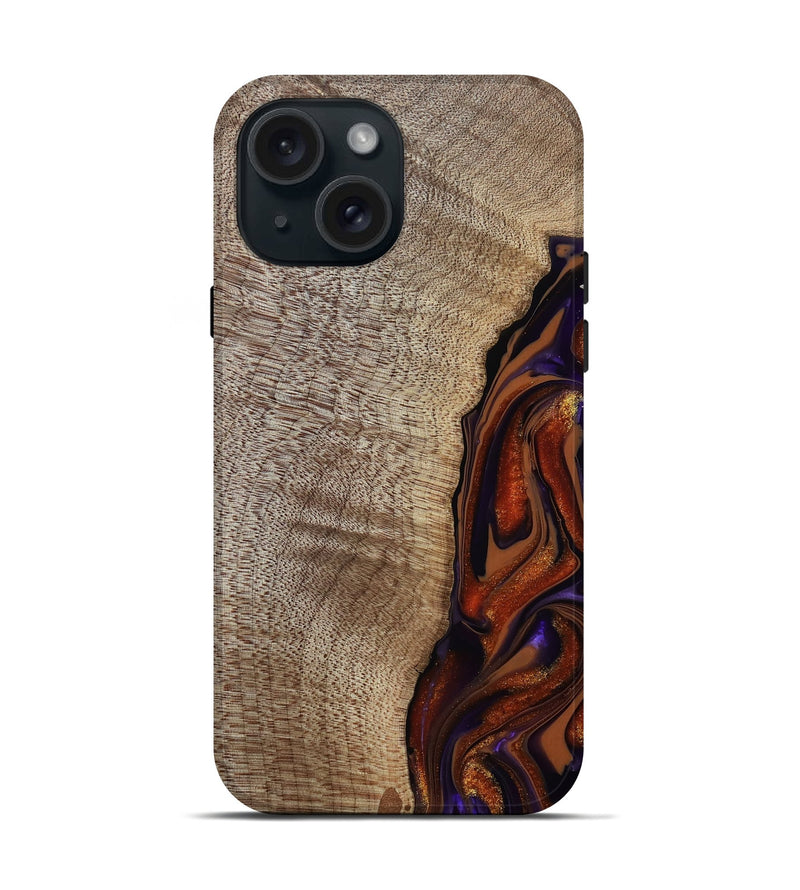 iPhone 15 Wood Live Edge Phone Case - Uriel (Red, 809445)