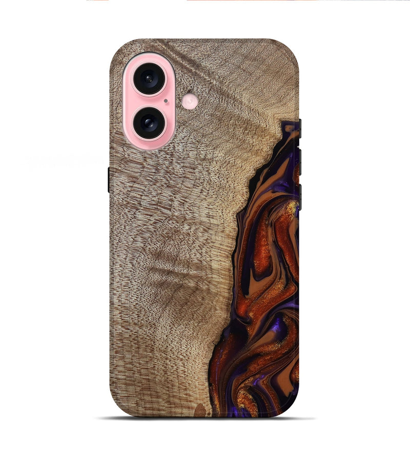iPhone 16 Wood Live Edge Phone Case - Uriel (Red, 809445)