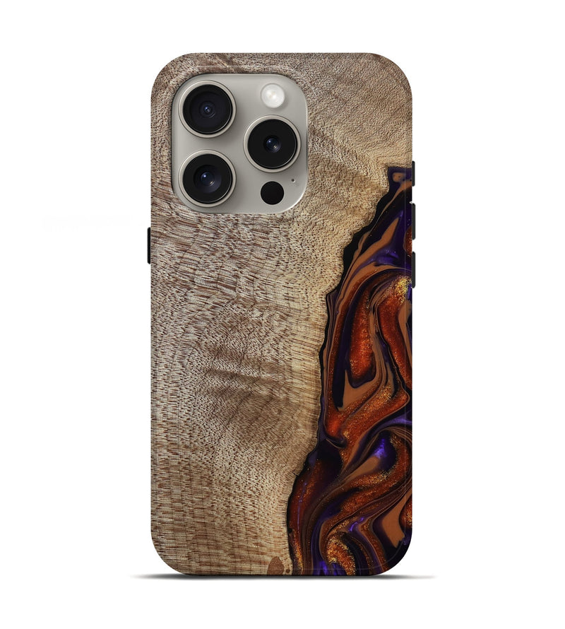 iPhone 16 Pro Wood Live Edge Phone Case - Uriel (Red, 809445)