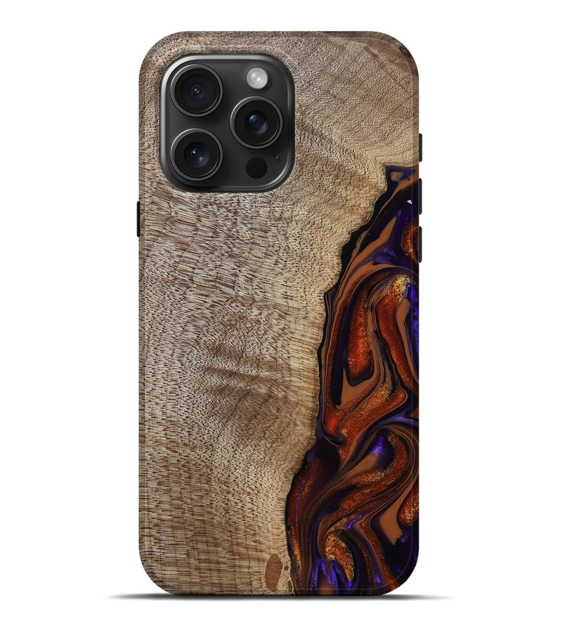 iPhone 16 Pro Max Wood Live Edge Phone Case - Uriel (Red, 809445)