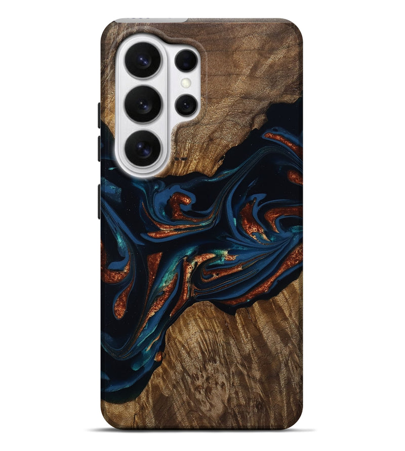 Galaxy S26 Ultra Wood Live Edge Phone Case - Kaley (Teal & Gold, 809446)