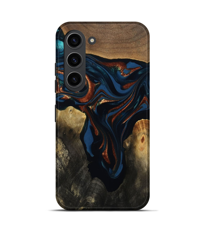 Galaxy S23 Wood Live Edge Phone Case - Phoebe (Teal & Gold, 809448)
