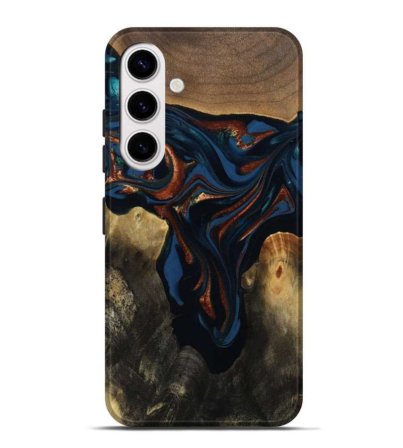 Galaxy S25 Plus Wood Live Edge Phone Case - Phoebe (Teal & Gold, 809448)