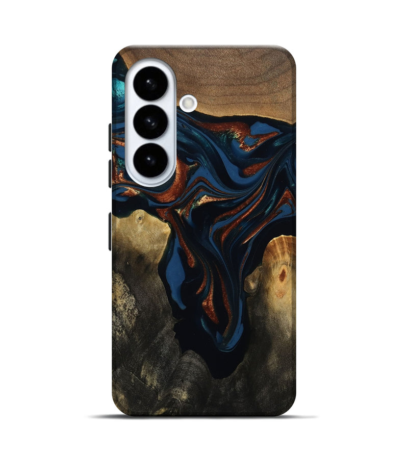 Galaxy S26 Wood Live Edge Phone Case - Phoebe (Teal & Gold, 809448)