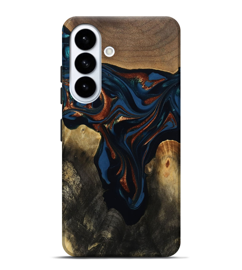 Galaxy S26 Plus Wood Live Edge Phone Case - Phoebe (Teal & Gold, 809448)