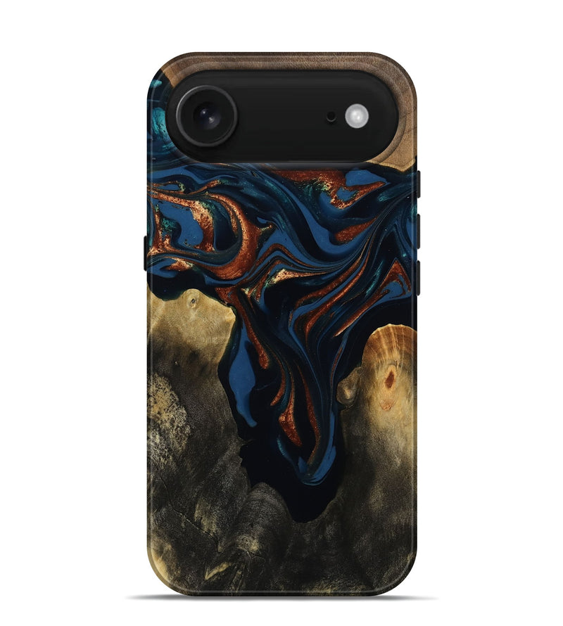 iPhone 17 Air Wood Live Edge Phone Case - Phoebe (Teal & Gold, 809448)