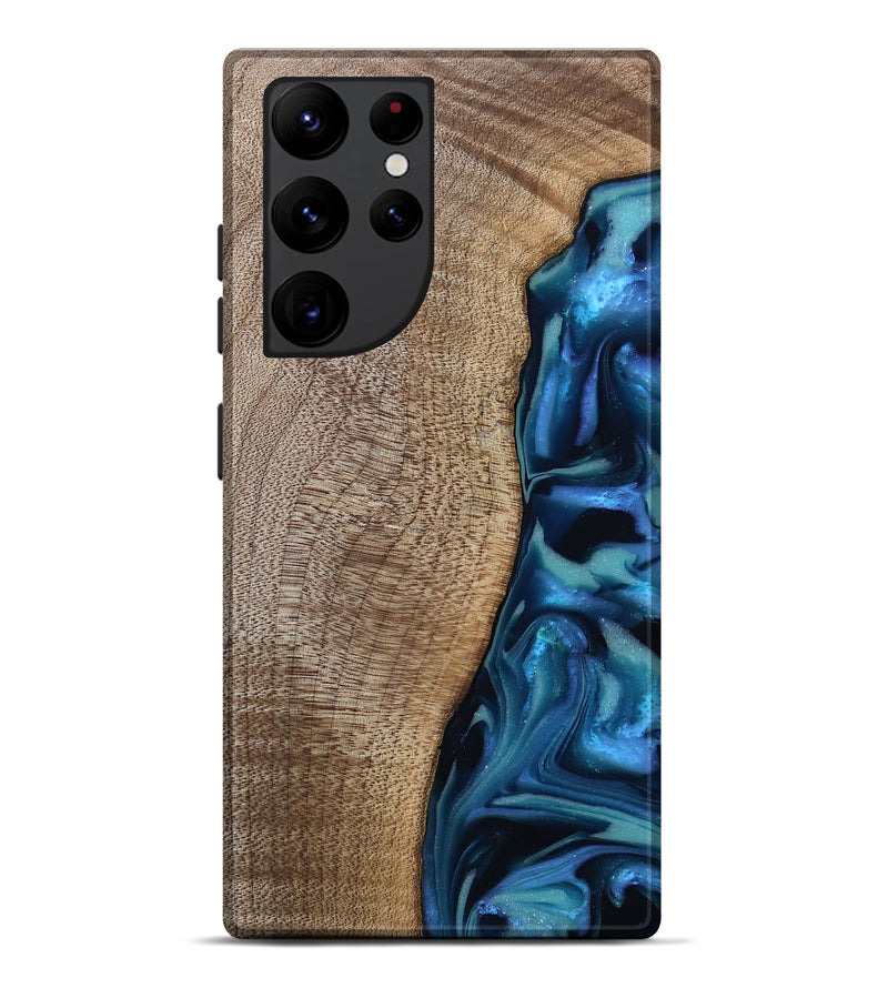 Galaxy S22 Ultra Wood Live Edge Phone Case - Uriel (Blue, 809455)