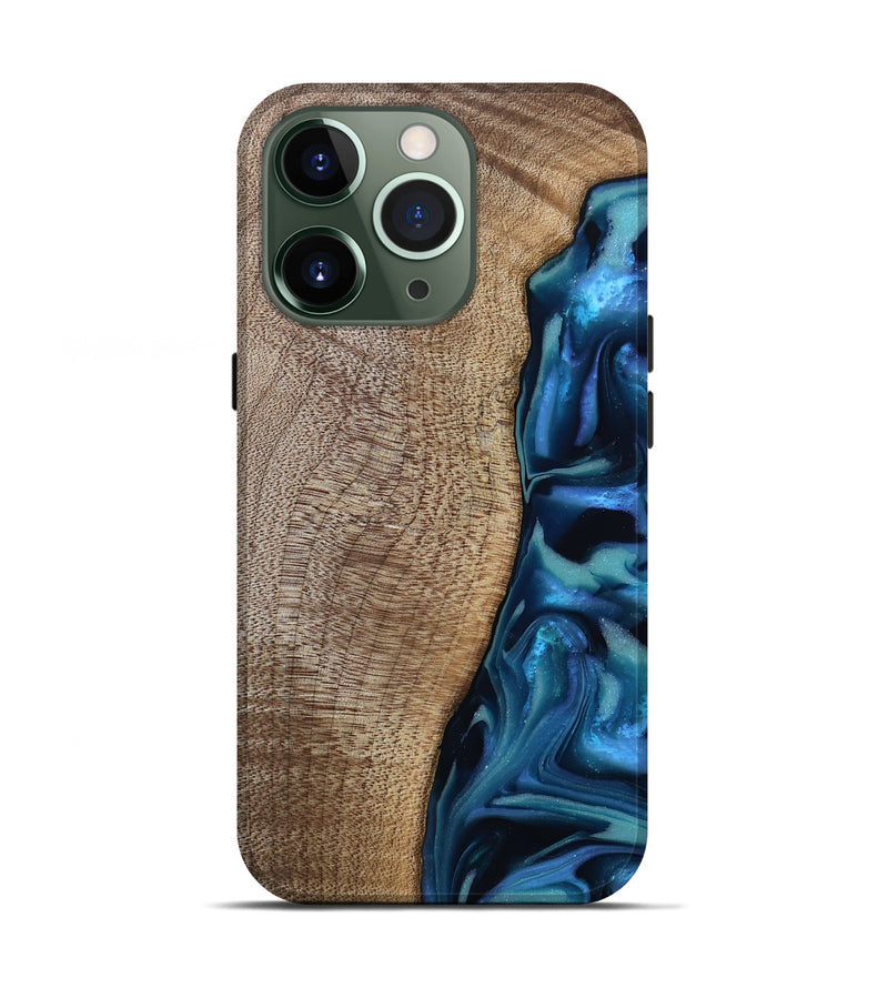 iPhone 13 Pro Wood Live Edge Phone Case - Uriel (Blue, 809455)
