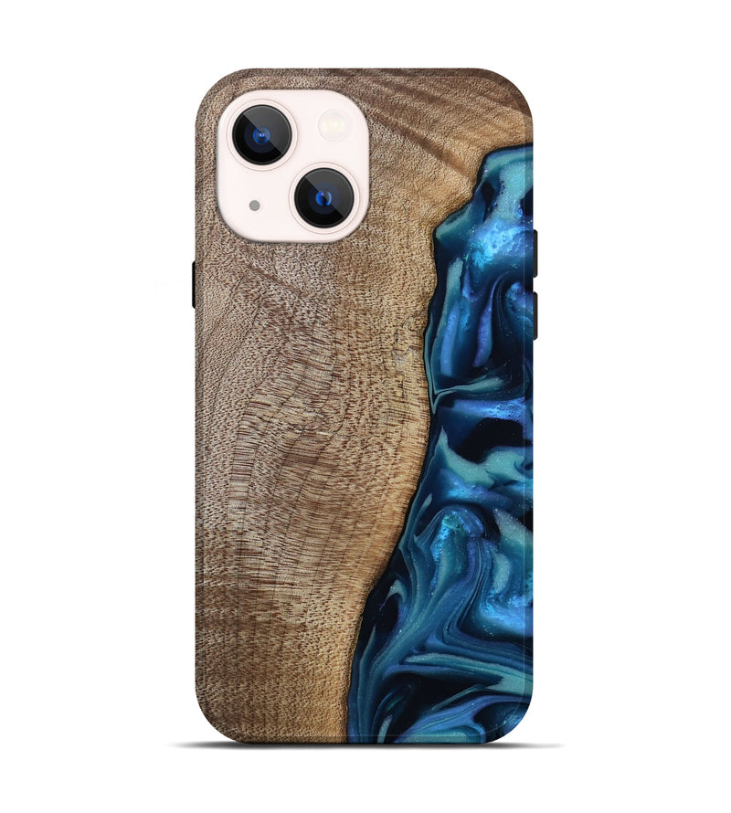 iPhone 14 Wood Live Edge Phone Case - Uriel (Blue, 809455)