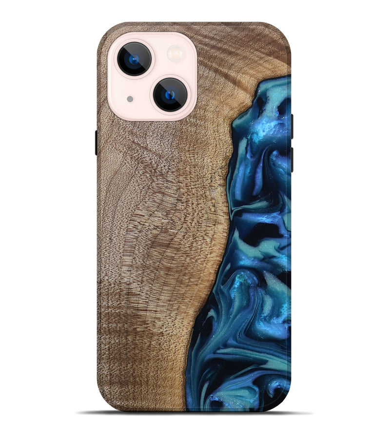 iPhone 14 Plus Wood Live Edge Phone Case - Uriel (Blue, 809455)