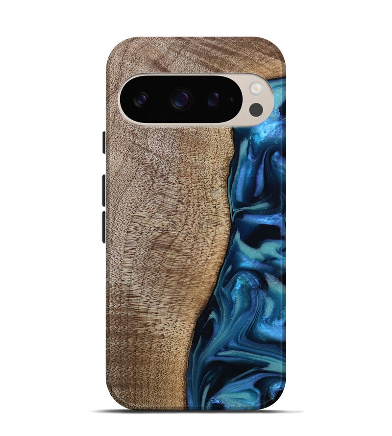 Pixel 9 Pro Wood Live Edge Phone Case - Uriel (Blue, 809455)