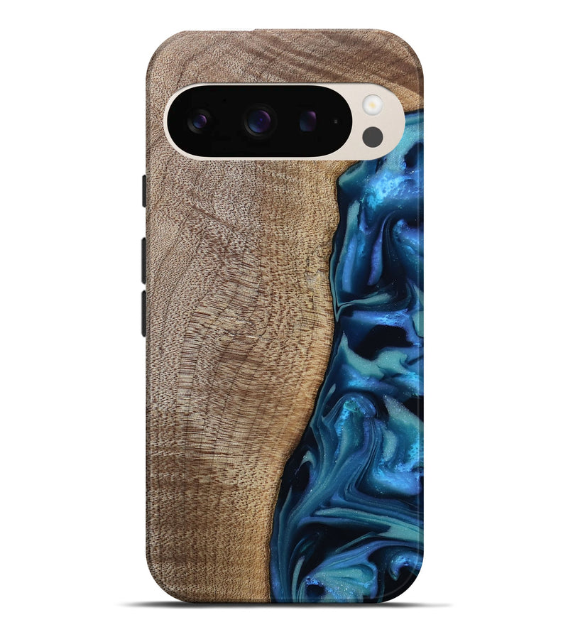 Pixel 9 Pro XL Wood Live Edge Phone Case - Uriel (Blue, 809455)