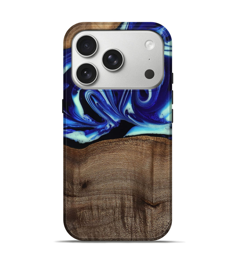 iPhone 17 Pro Wood Live Edge Phone Case - Lily (Blue, 809465)