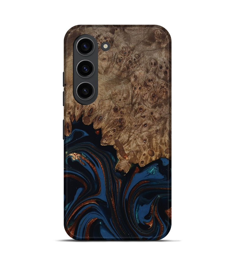Galaxy S23 Wood Live Edge Phone Case - Roger (Teal & Gold, 809468)