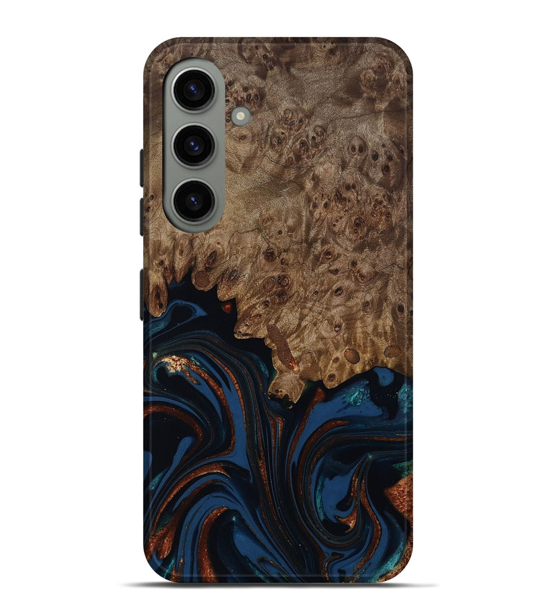 Galaxy S24 Plus Wood Live Edge Phone Case - Roger (Teal & Gold, 809468)