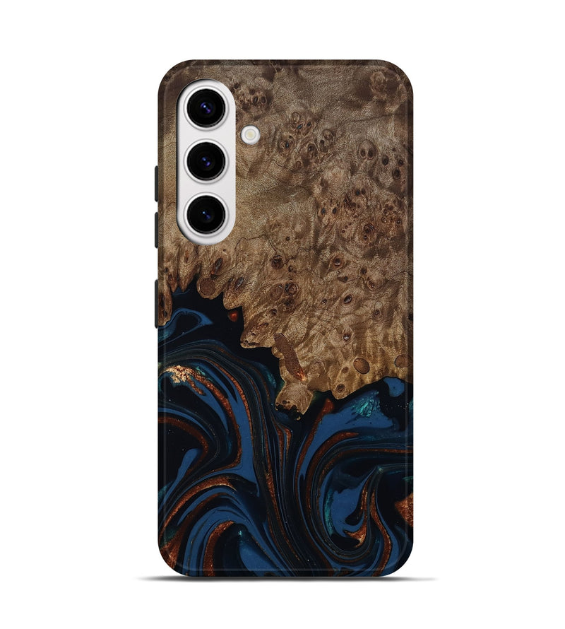 Galaxy S25 Wood Live Edge Phone Case - Roger (Teal & Gold, 809468)