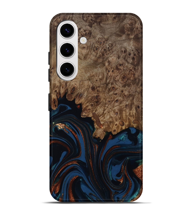 Galaxy S25 Plus Wood Live Edge Phone Case - Roger (Teal & Gold, 809468)
