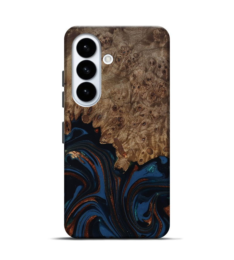 Galaxy S26 Wood Live Edge Phone Case - Roger (Teal & Gold, 809468)