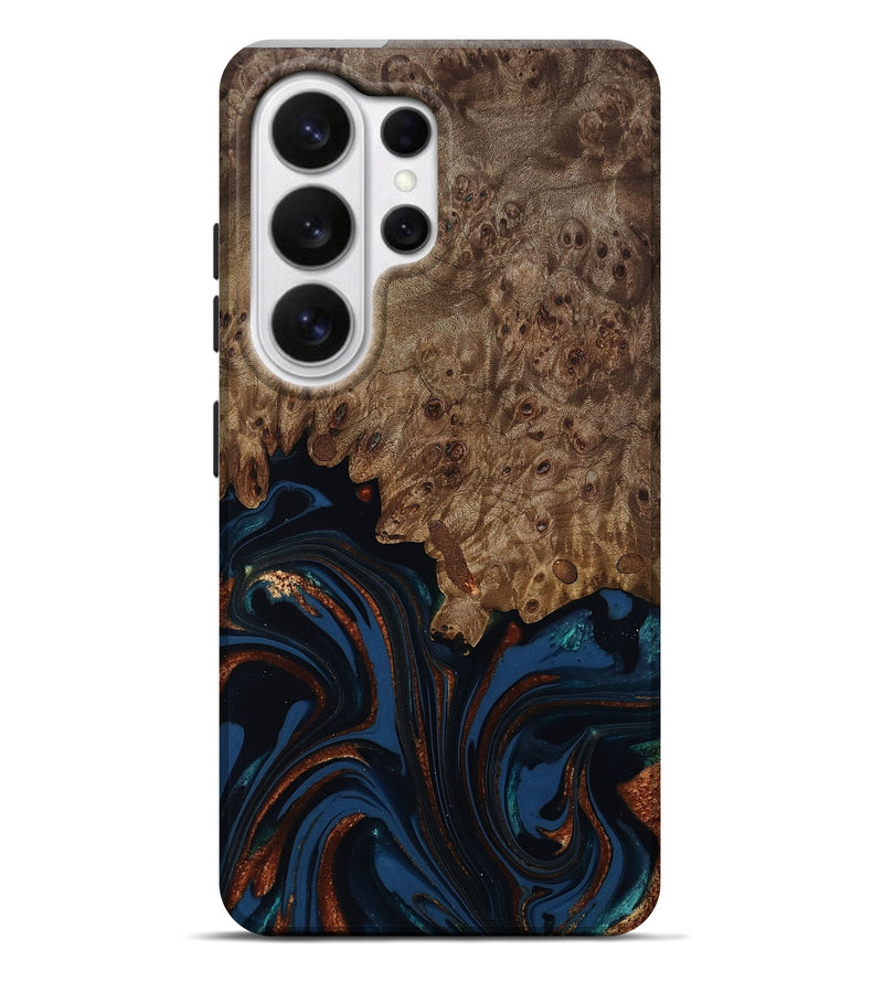 Galaxy S26 Ultra Wood Live Edge Phone Case - Roger (Teal & Gold, 809468)