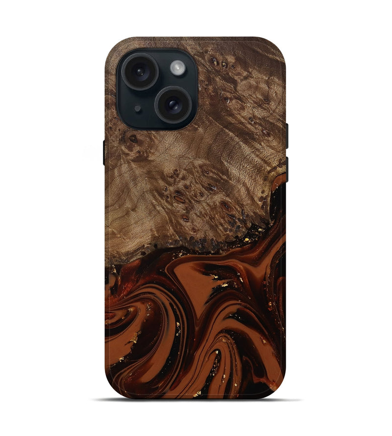 iPhone 15 Wood Live Edge Phone Case - Elsa (Red, 809469)