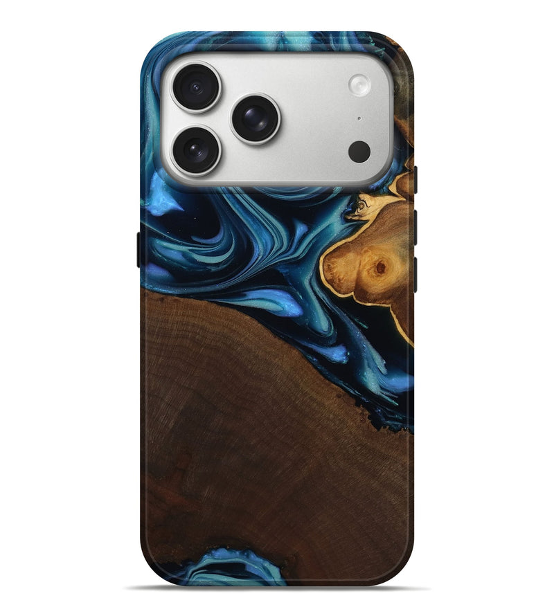 iPhone 17 Pro Max Wood Live Edge Phone Case - Tatum (Blue, 809472)