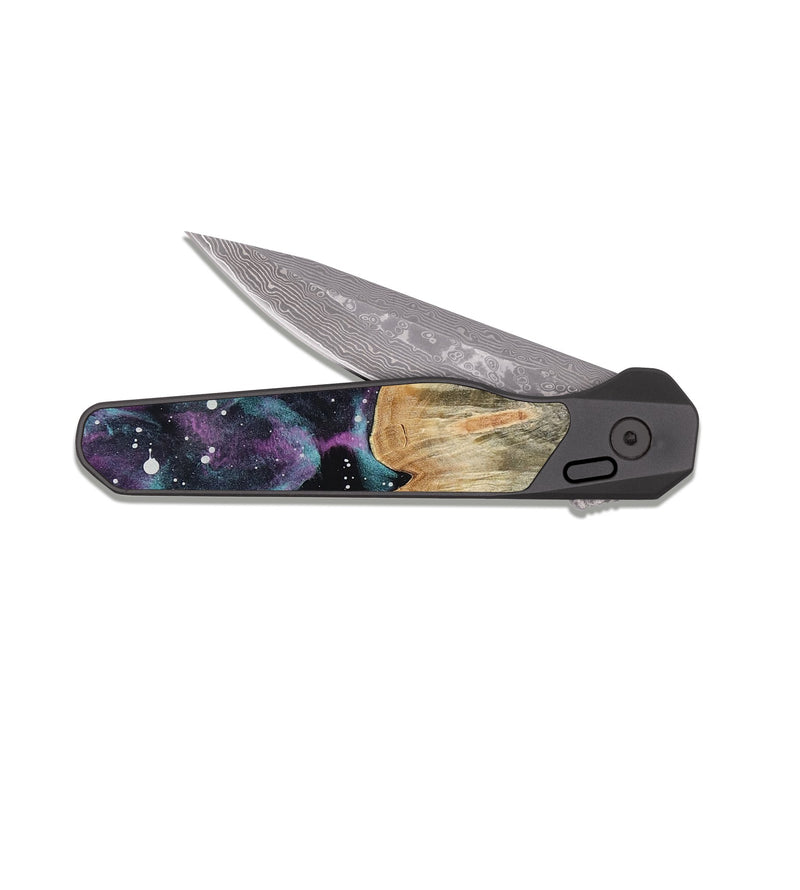 EDC Dark Damascus Wood Pocket Knife - Kaiya (Cosmos, 809504)