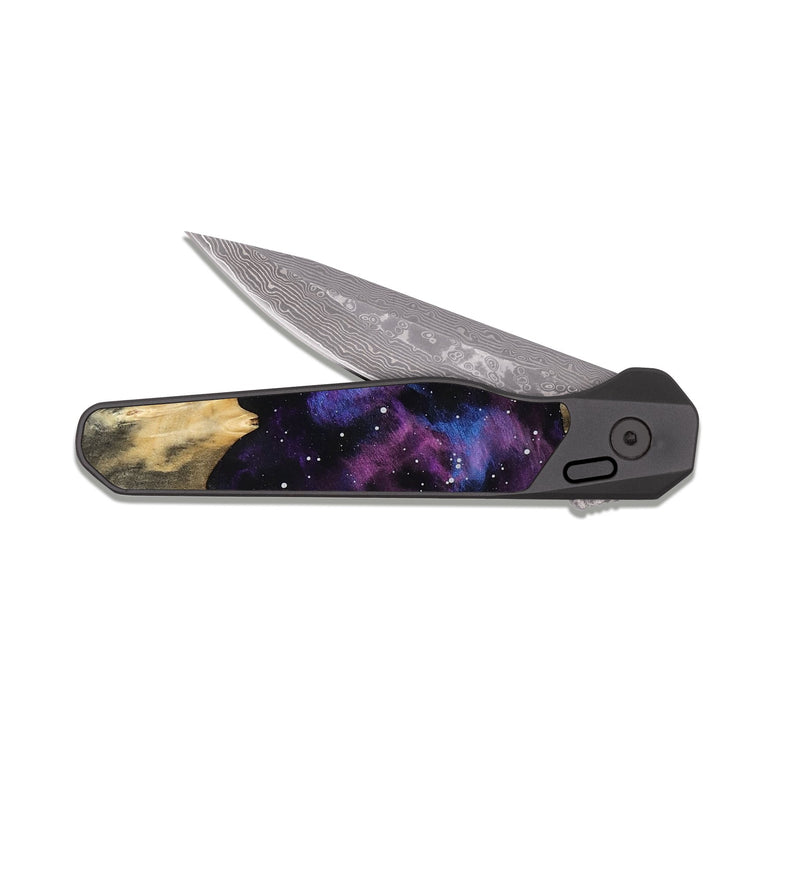 EDC Dark Damascus Wood Pocket Knife - Connie (Cosmos, 809508)