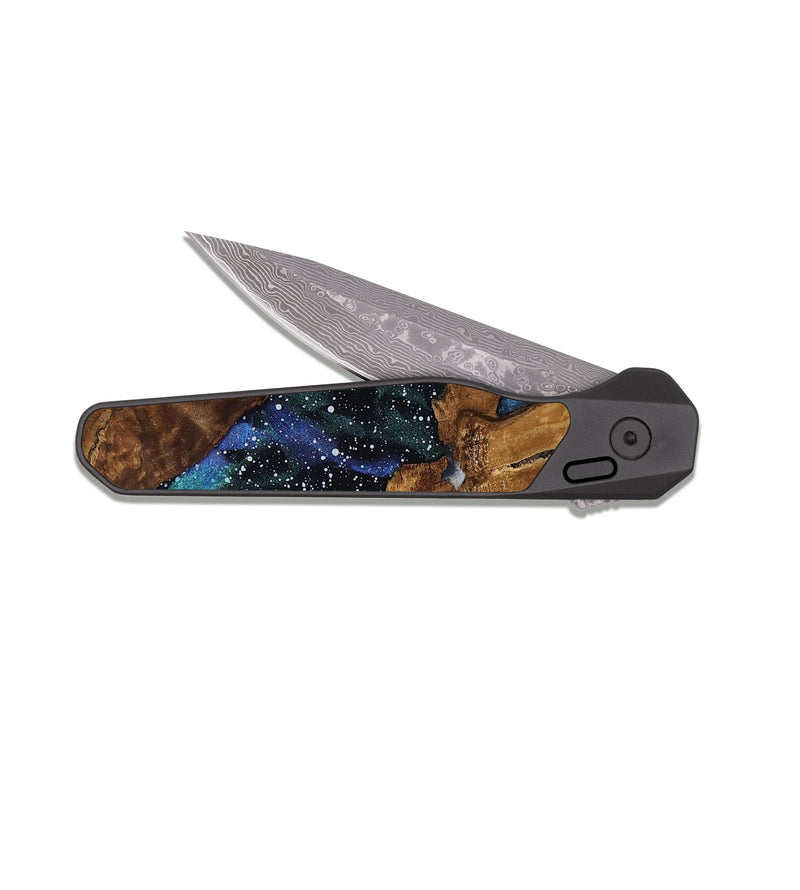 EDC Dark Damascus Wood Pocket Knife - Bob (Cosmos, 809538)