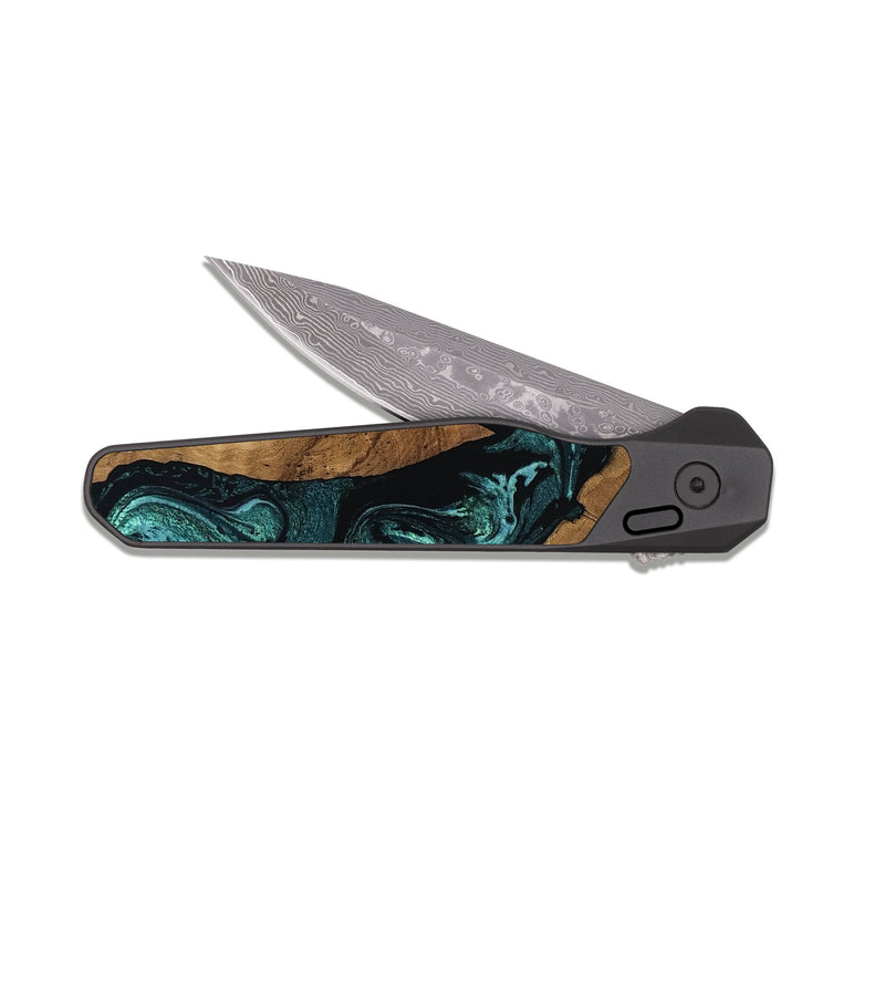 EDC Dark Damascus Wood Pocket Knife - Brinley (Ancient Olive, 809573)