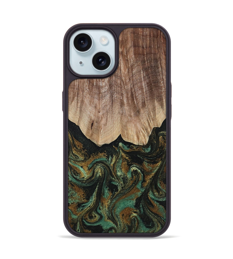 iPhone 15 Wood Phone Case - Kelsea (Green, 809585)