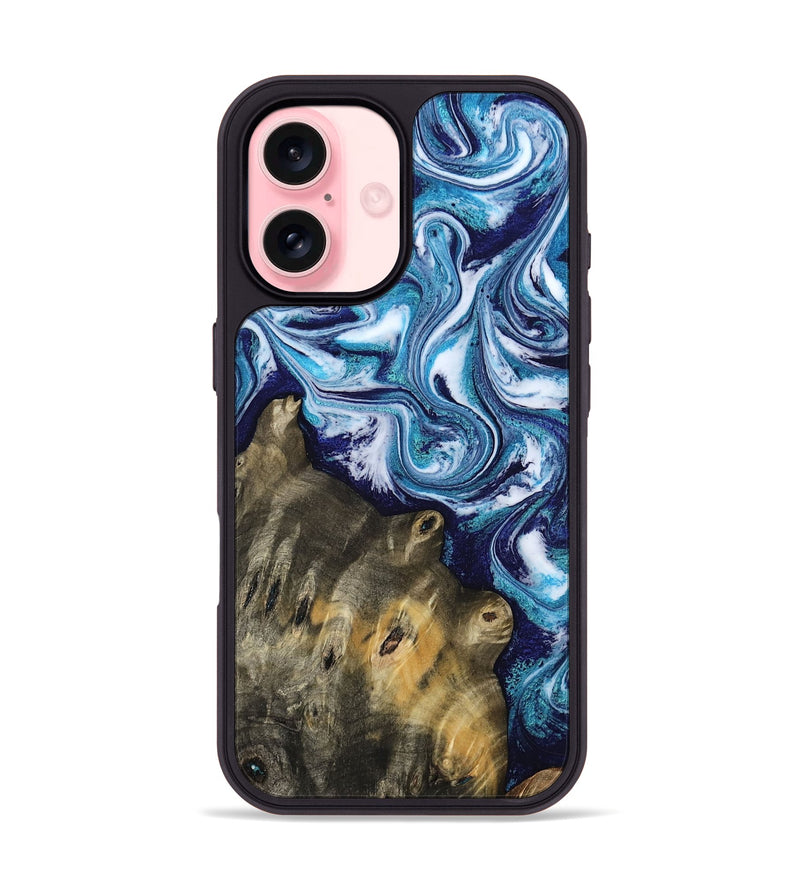 iPhone 16 Wood Phone Case - Lina (Blue, 809588)